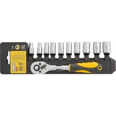 Набір змінних головок з тріскачкою 11 од. Topex 38D650 Набір змінних головок з тріскачкою 11 од. Topex 38D650