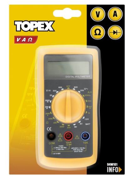 Мультиметр цифровой универсальный Topex 94W101